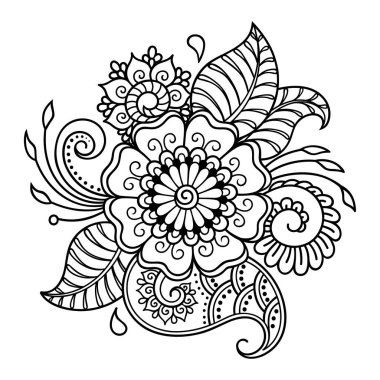 Kına dövme çiçek şablon. Mehndi tarzı. Oryantal tarzı süs desenleri.