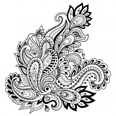 Kına dövme çiçek şablon. Mehndi tarzı. Oryantal tarzı süs desenleri.