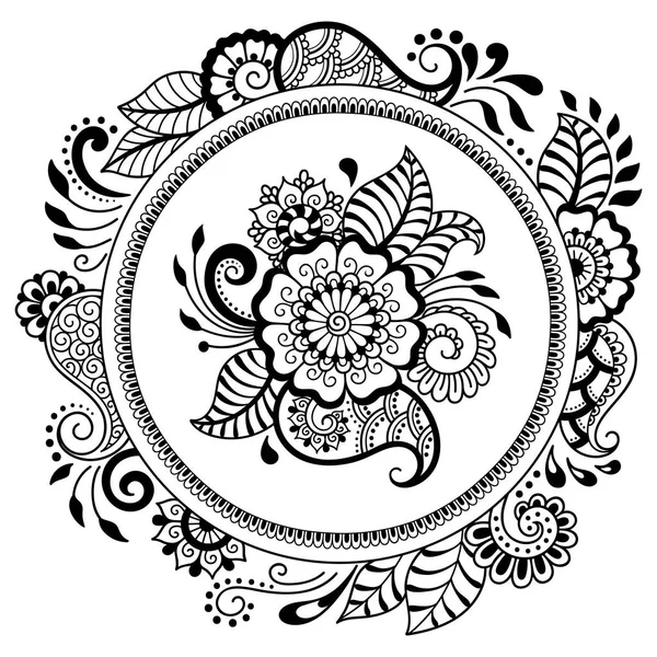 Cirkulärt mönster i form av en mandala. Henna tatuering mandala. Mehndi stil. Dekorativa mönster i orientalisk stil. Boken målarbok. — Stock vektor