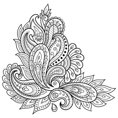 Kına dövme çiçek şablon. Mehndi tarzı. Oryantal tarzı süs desenleri.