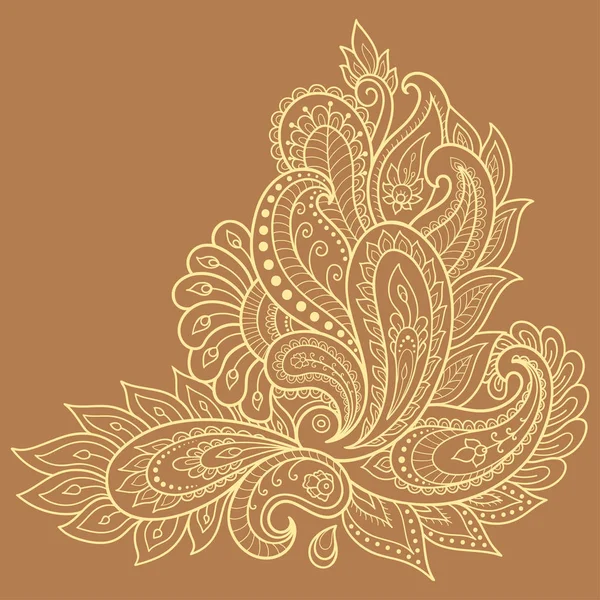 Plantilla de flor de tatuaje de henna. Estilo Mehndi. Conjunto de patrones ornamentales en el estilo oriental . — Vector de stock