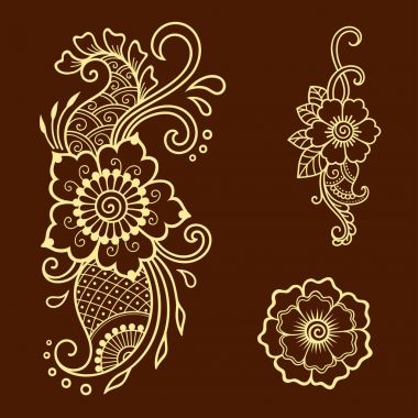 Kına dövme çiçek şablon. Mehndi tarzı. Oryantal tarzı süs desenleri.