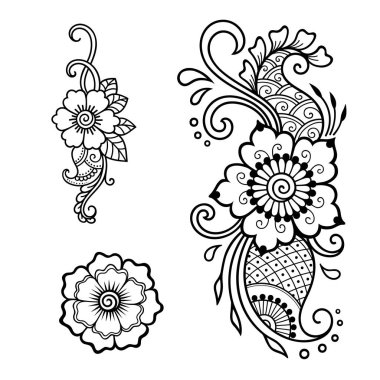 Kına dövme çiçek şablon. Mehndi tarzı. Oryantal tarzı süs desenleri.