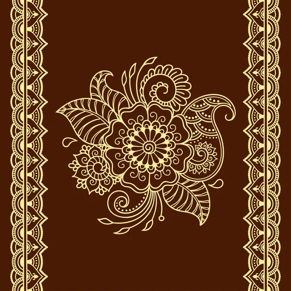 Kına dövme çiçek şablon ve sorunsuz sınır. Mehndi tarzı. Oryantal tarzı süs desenleri.
