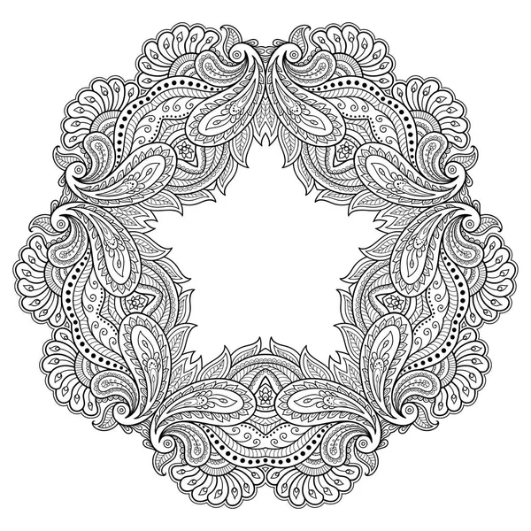 Patrón circular en forma de mandala. Tatoo mandala de henna. Estilo Mehndi. Patrón decorativo en estilo oriental. Libro para colorear página . — Vector de stock