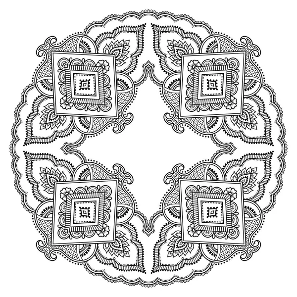 Циркулярный рисунок в форме мандала. Тату из хны. Стиль Мехнди. Декоративный узор в восточном стиле. Страница с раскраской . — стоковый вектор