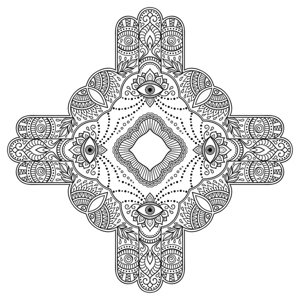 Padrão circular na forma de uma mandala. Henna tatoo mandala. Estilo Mehndi. Padrão decorativo em estilo oriental. Desenho de livro para colorir . — Vetor de Stock