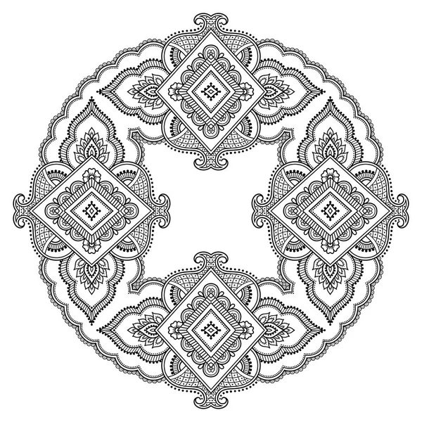 Padrão circular na forma de uma mandala. Henna tatoo mandala. Estilo Mehndi. Padrão decorativo em estilo oriental. Desenho de livro para colorir . — Vetor de Stock