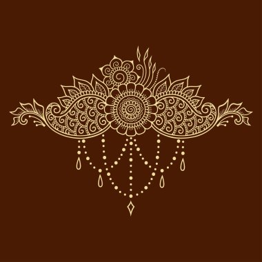 Kına dövme çiçek şablon. Mehndi tarzı. Oryantal tarzı süs desenleri.