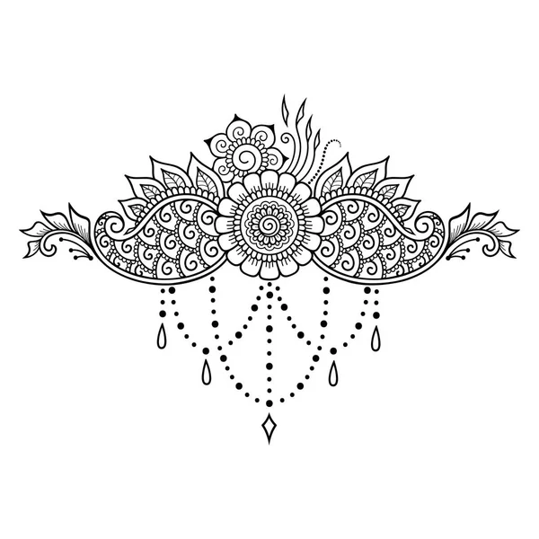 Хенна татуювання квітковий шаблон. Стиль Мехді. Набір орнаментальних візерунків у східному стилі . — стоковий вектор