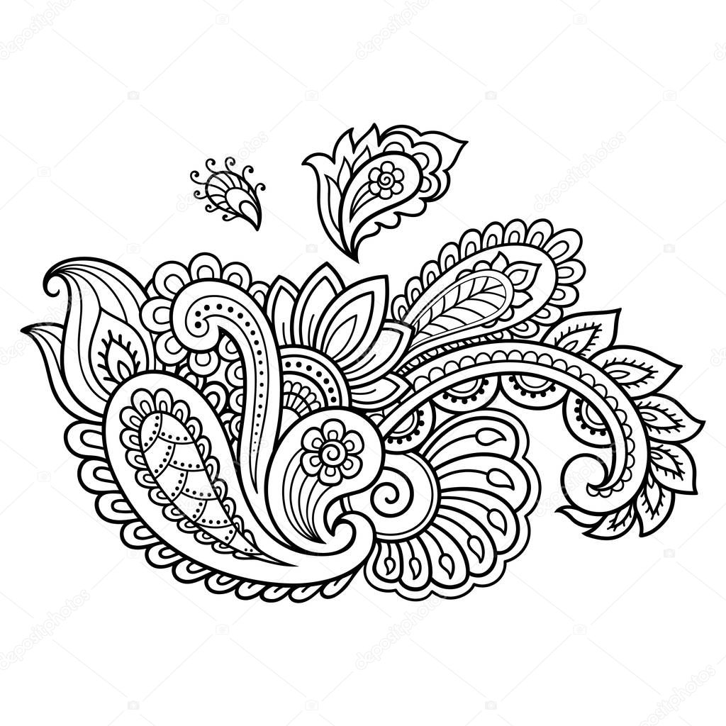 Henna tattoo flower template. Mehndi style. Set of ornamental patterns in the oriental style.Henna tattoo flower template. Mehndi style. Set of ornamental patterns in the oriental style.