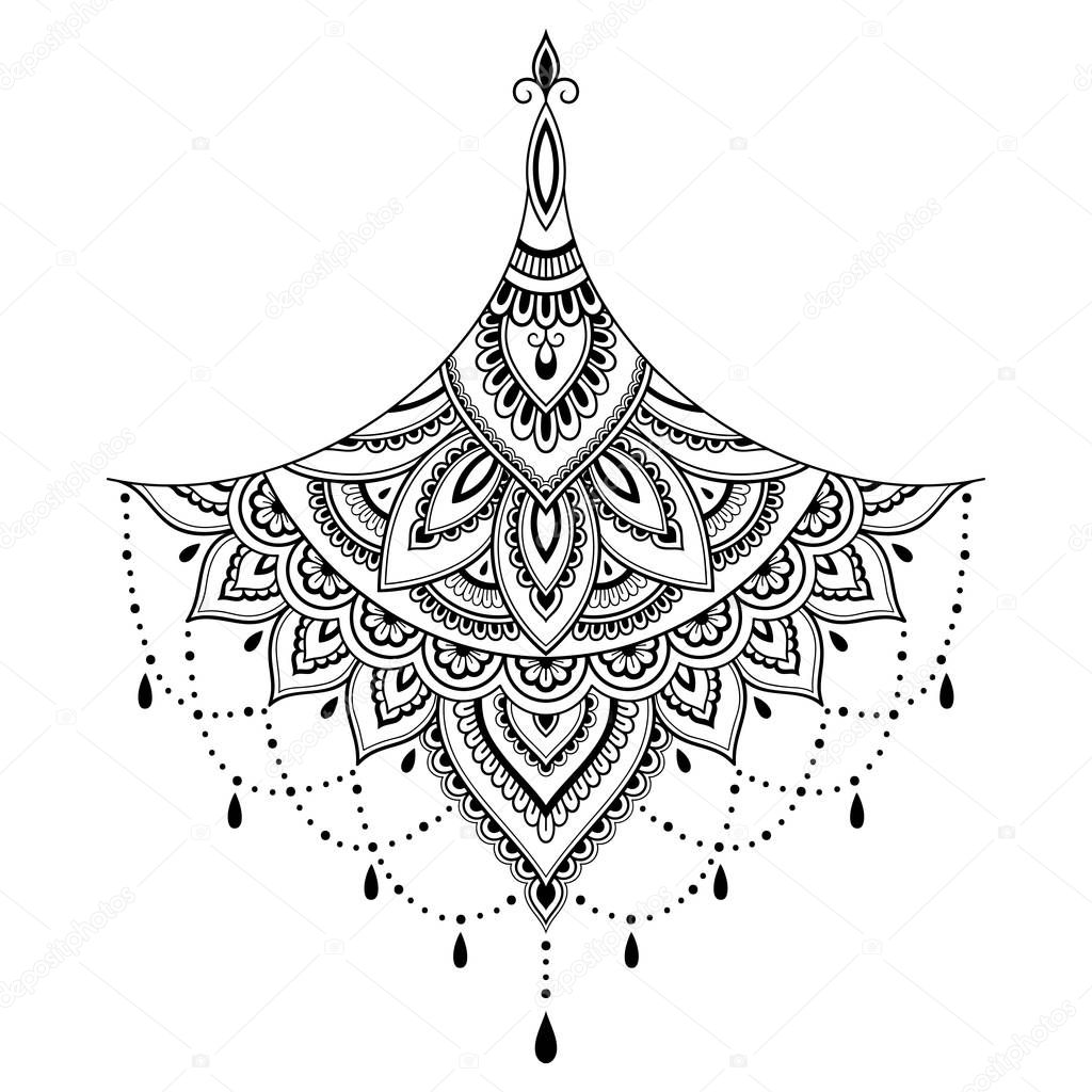 Henna tattoo flower template. Mehndi style. Set of ornamental patterns