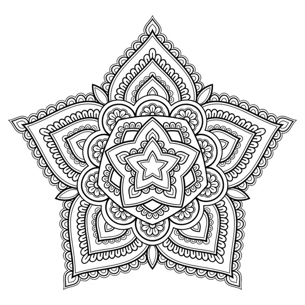 Circulaire patroon in de vorm van een mandala. Henna Tattoo mandala. Mehndi stijl. Decoratief patroon in oosterse stijl. Boek kleurplaat. — Stockvector