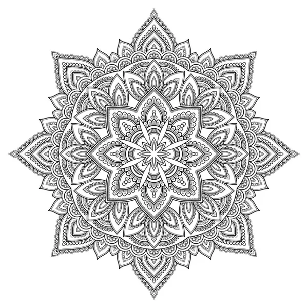 Modello circolare sotto forma di mandala. Hennè tatoo mandala. Stile Mehndi. Modello decorativo in stile orientale. Libro da colorare pagina . — Vettoriale Stock