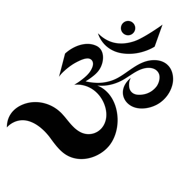 Om of Aum Indiase heilige geluid. Het symbool van de goddelijke drie-eenheid van Brahma, Vishnu en Shiva. Het teken van de oude mantra. — Stockvector