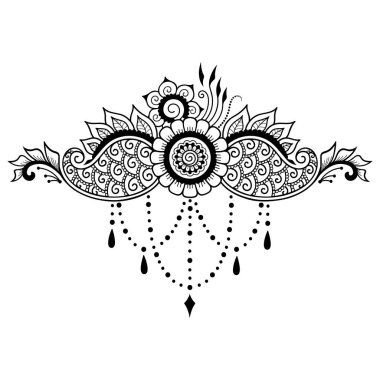 Kına dövme çiçek şablon. Mehndi tarzı. Oryantal tarzı süs desenleri.
