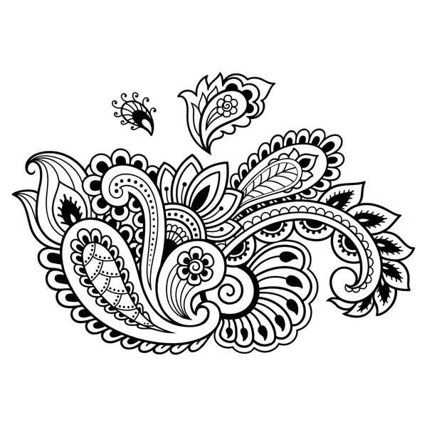 Plantilla de flor de tatuaje de henna. Estilo Mehndi. Conjunto de patrones ornamentales en el estilo oriental . — Archivo Imágenes Vectoriales