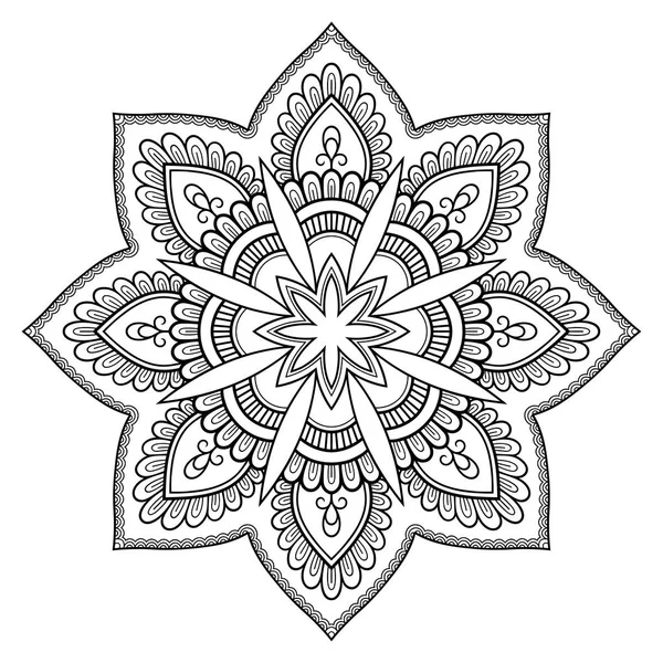 Циркулярный рисунок в форме мандала. Тату из хны. Стиль Мехнди. Декоративный узор в восточном стиле. Страница с раскраской . — стоковый вектор