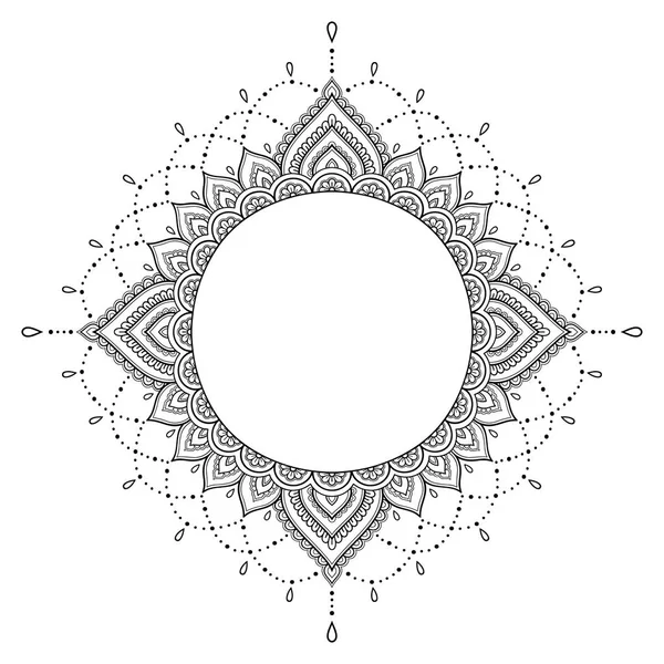 Циркулярный рисунок в форме мандала. Тату из хны. Стиль Мехнди. Декоративный узор в восточном стиле. Страница с раскраской . — стоковый вектор