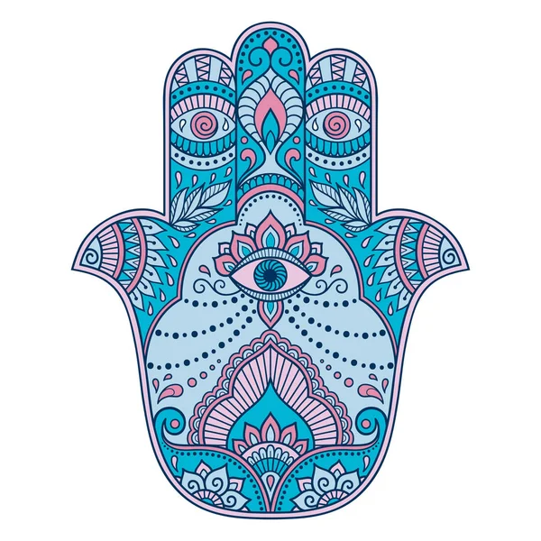 Renk Hamza el çekilmiş sembolü. İç Dekorasyon ve kına çizimlerle oryantal tarzda dekoratif desen. Fatima'nın 