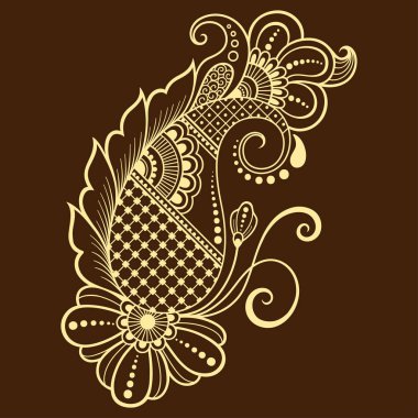 Kına dövme çiçek şablon. Mehndi tarzı. Oryantal tarzı süs desenleri.