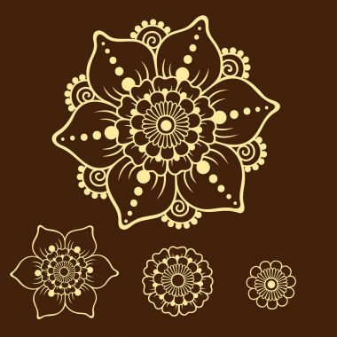 Kına dövme çiçek şablon. Mehndi tarzı. Oryantal tarzı süs desenleri.