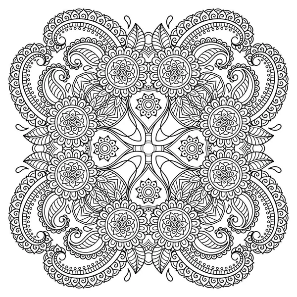 Patrón circular en forma de mandala. Tatoo mandala de henna. Estilo Mehndi. Patrón decorativo en estilo oriental. Libro para colorear página . — Archivo Imágenes Vectoriales