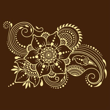 Kına dövme çiçek şablon. Mehndi tarzı. Oryantal tarzı süs desenleri.