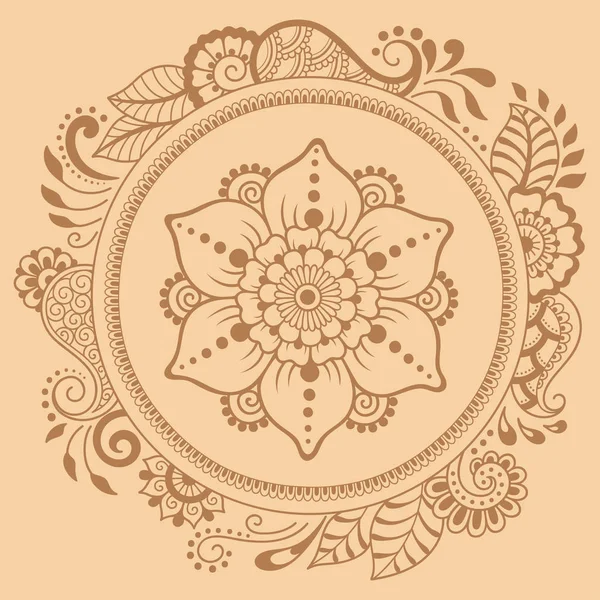 Circular pattern in the form of a mandala. Henna tatoo mandala. Mehndi style. Decorative pattern in oriental style. Coloring book page. — Stock Vector