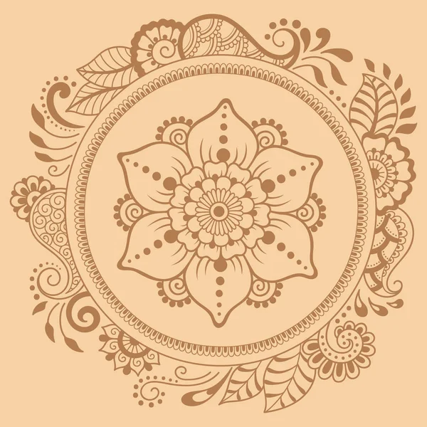 Kreisförmiges Muster in Form eines Mandalas. Henna-Tätowiermandala. mehndi-Stil. dekorative Muster im orientalischen Stil. Malbuchseite. — Stockvektor