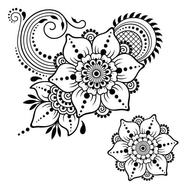 Modèle de fleur de tatouage au henné. Style Mehndi. Ensemble de motifs ornementaux dans le style oriental . — Image vectorielle