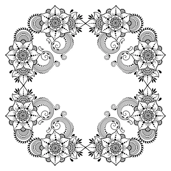 Kreisförmiges Muster in Form eines Mandalas. Henna-Tätowiermandala. mehndi-Stil. dekorative Muster im orientalischen Stil. Malbuchseite. — Stockvektor