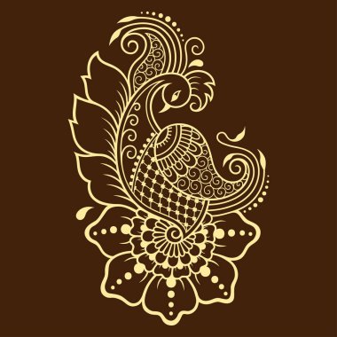 Kına dövme çiçek şablon. Mehndi tarzı. Oryantal tarzı süs desenleri.