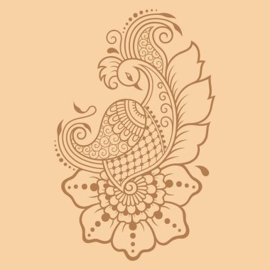 Kına dövme çiçek şablon. Mehndi tarzı. Oryantal tarzı süs desenleri.