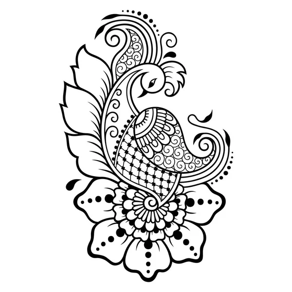 Modèle de fleur de tatouage au henné. Style Mehndi. Ensemble de motifs ornementaux dans le style oriental . — Image vectorielle