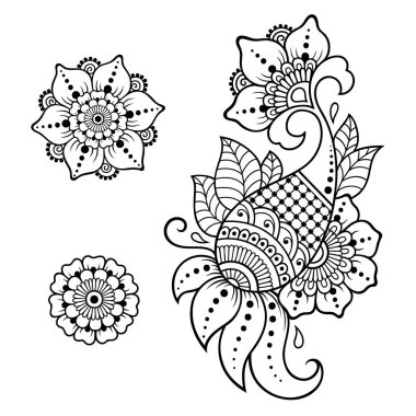 Kına dövme çiçek şablon. Mehndi tarzı. Oryantal tarzı süs desenleri.
