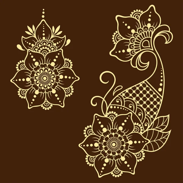 Henna tattoo flower template. Mehndi style. Set of ornamental patterns in the oriental style
