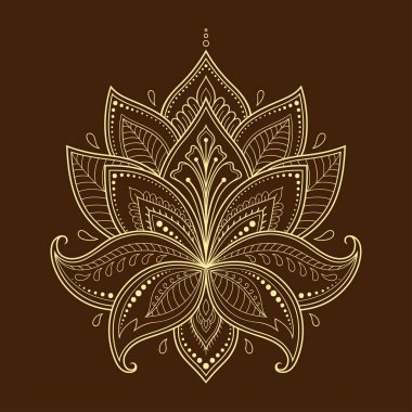 Hint tarzı kına dövme çiçek şablonu. Etnik çiçek paisley - Lotus. Mehndi tarzı. Oryantal tarzda dekoratif desen.