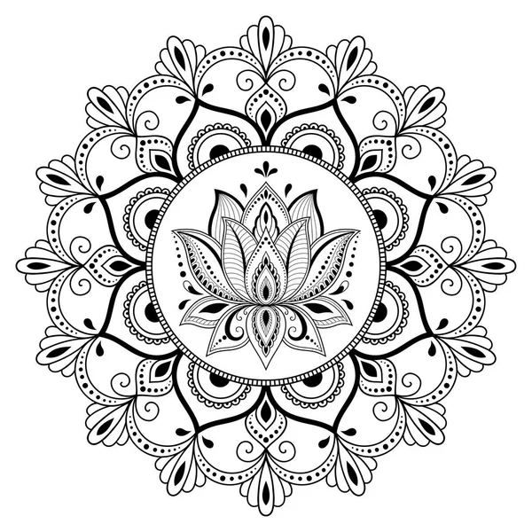 Circulaire Patroon Vorm Van Een Mandala Henna Tattoo Mandala Mehndi — Stockvector