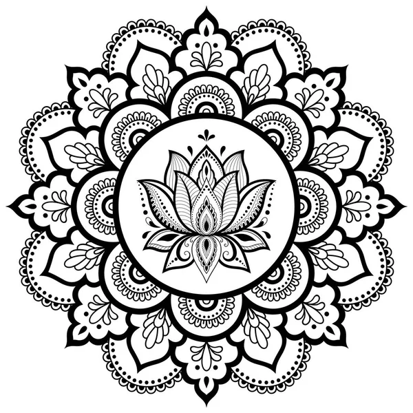 Padrão Circular Forma Uma Mandala Henna Tatoo Mandala Estilo Mehndi —  Vetores de Stock