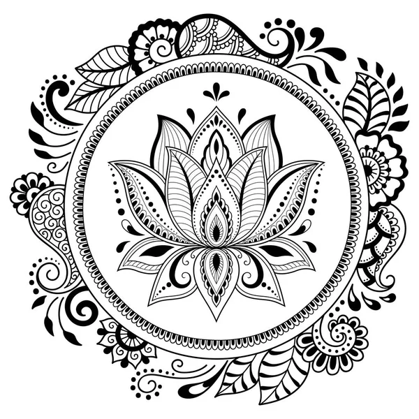 Kreisförmiges Muster Form Eines Mandalas Henna Tätowiermandala Mehndi Stil Dekorative — Stockvektor