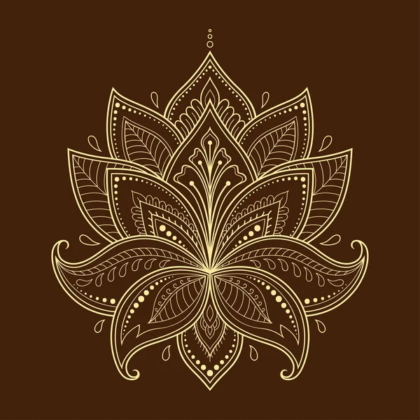 Hennafestés Virág Sablon Indiai Stílusban Etnikai Virágos Paisley Lotus Mehndi — Stock Vector