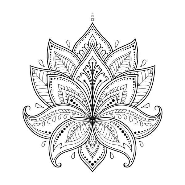 Henna Tattoo Flower Template Indian Style Ethnic Floral Paisley Lotus — Stock Vector