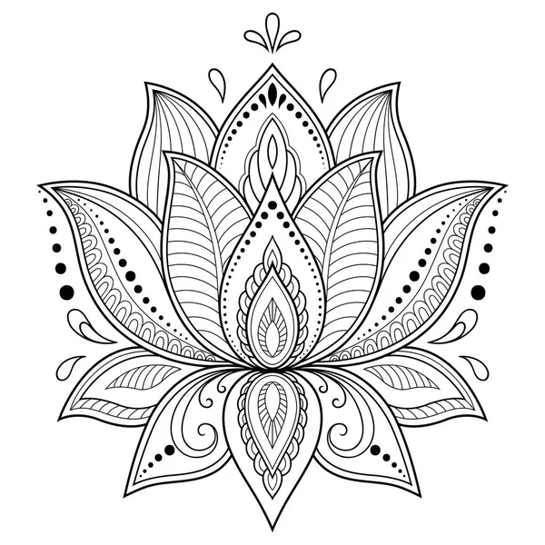 Шаблон Цветка Татуировки Henna Индийском Стиле Этнический Цветочный Пирог Лотос — стоковый вектор