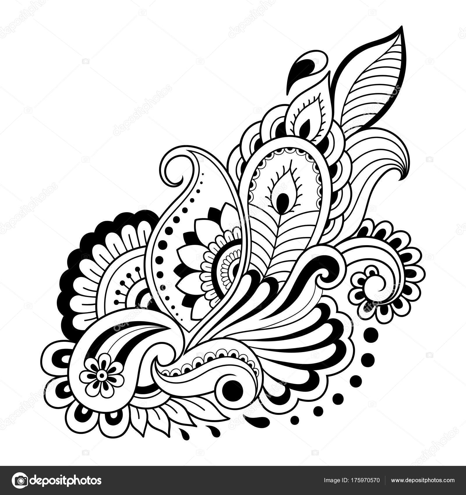 Download Henna Tattoo Flower Template Indian Style Ethnic Floral Paisley Lotus — Stock Vector © rugame ...