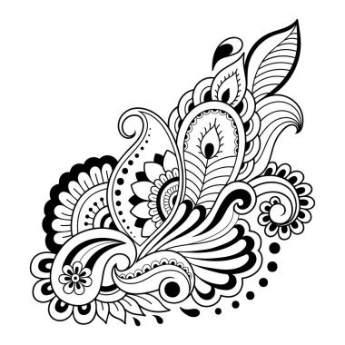 Hint tarzı kına dövme çiçek şablonu. Etnik çiçek paisley - Lotus. Mehndi tarzı. Oryantal tarzda dekoratif desen.