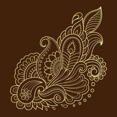 Hint tarzı kına dövme çiçek şablonu. Etnik çiçek paisley - Lotus. Mehndi tarzı. Oryantal tarzda dekoratif desen.