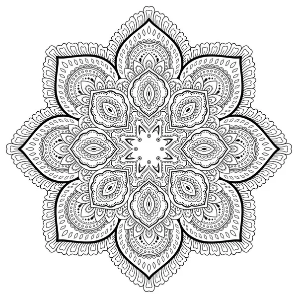 Kreisförmiges Muster Form Eines Mandalas Henna Tätowiermandala Mehndi Stil Dekorative — Stockvektor