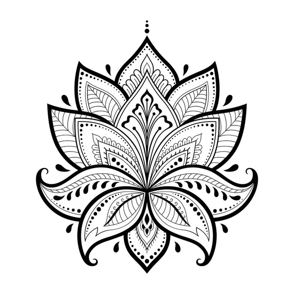 Henna Tattoo Blume Vorlage Indischen Stil Ethnische Blumen Paisley Lotus — Stockvektor