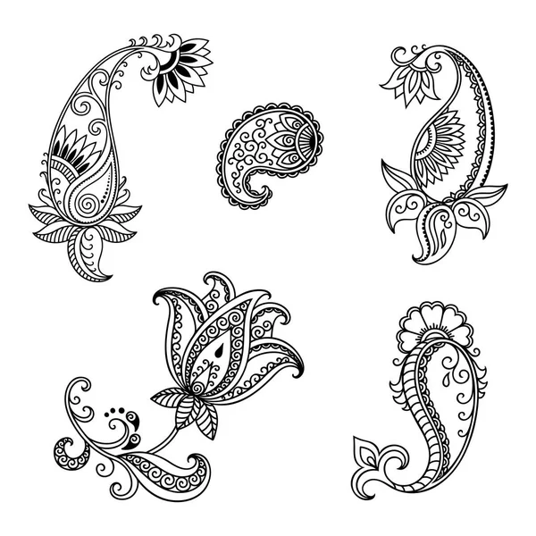 Hint tarzı kına dövme çiçek şablonu. Etnik çiçek paisley - Lotus. Mehndi tarzı. Oryantal tarzda dekoratif desen.